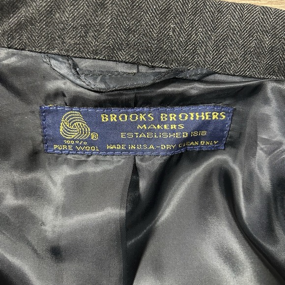 Vintage Brooks Brothers Mens Gray Herringbone Wool Blazer Sportcoat Sz 41R - Picture 7 of 13